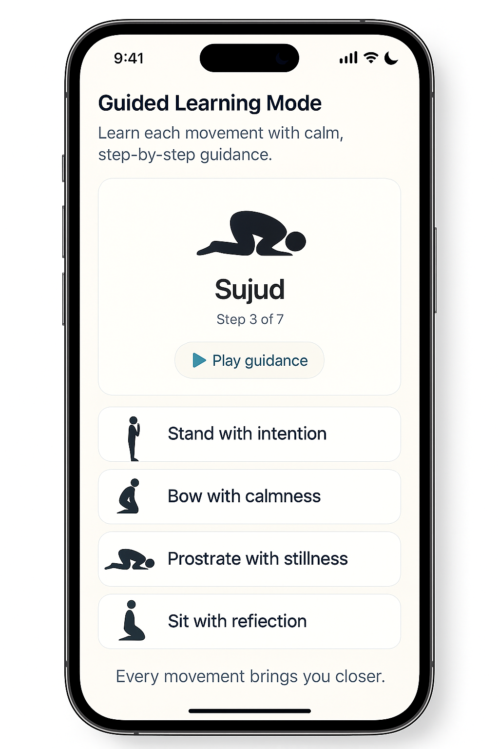 Guided learning and focus modes in the app